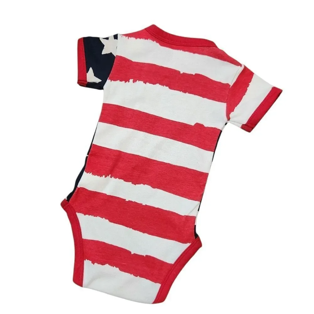 Lazy One Patriotic One Piece Baby Shirt Size 6 Months July 4th USA Stars Stripes
